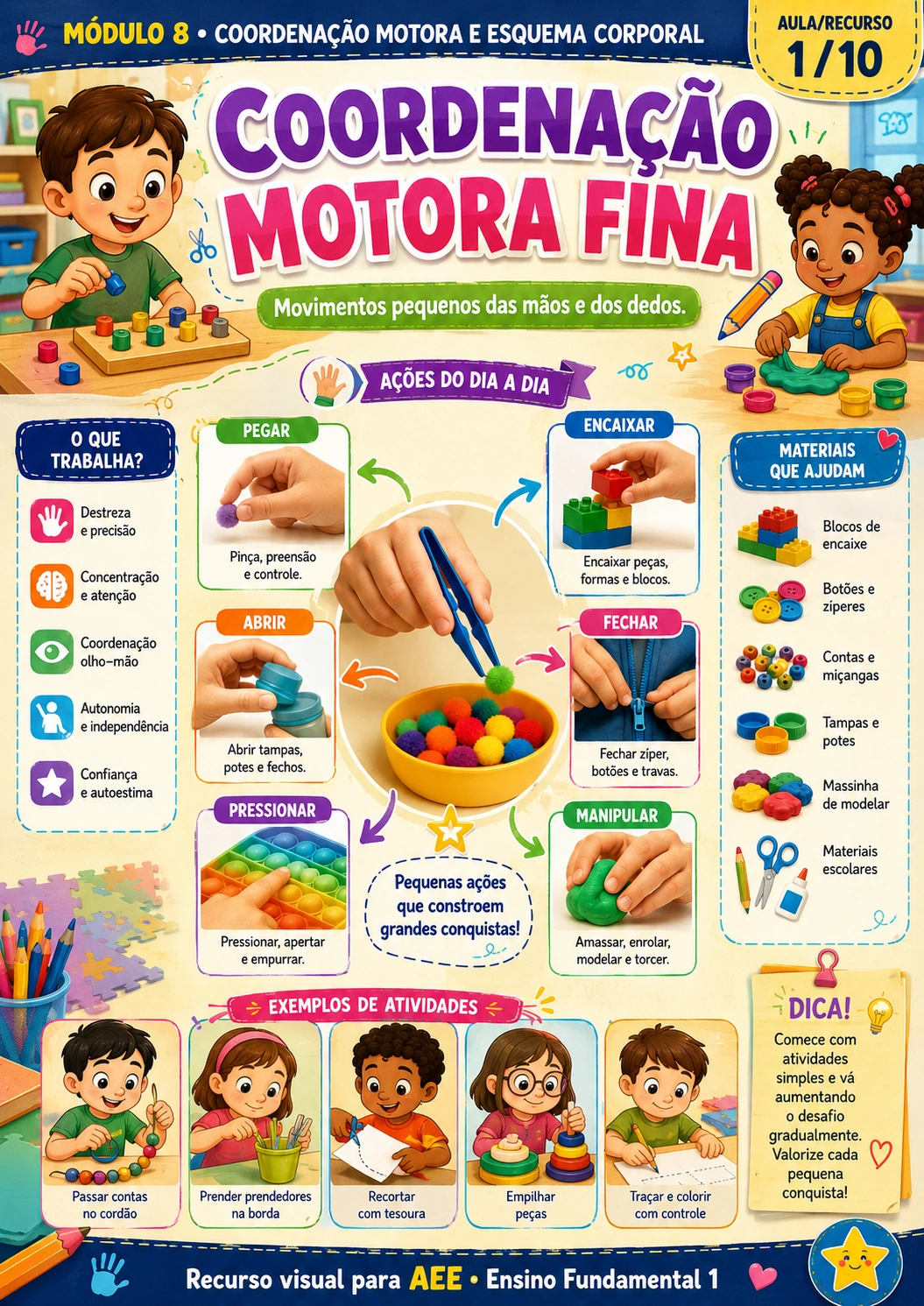 Coordenação motora fina - Módulo 8 de Coordenação Motora e Esquema Corporal
